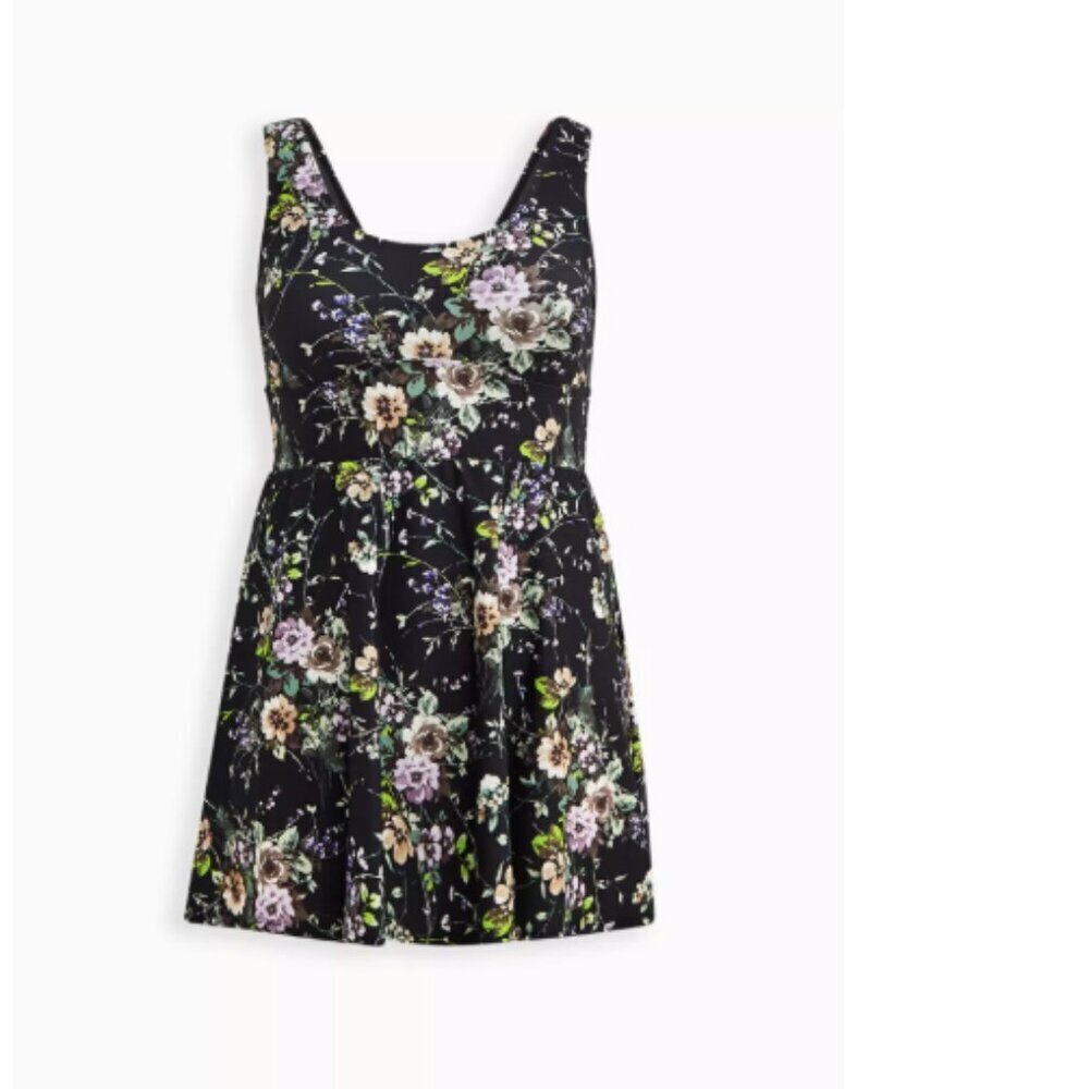 Torrid Scoop Wireless Long Length Scoop Neck Floral One Piece Swim Dress 5X - Picture 4 of 9